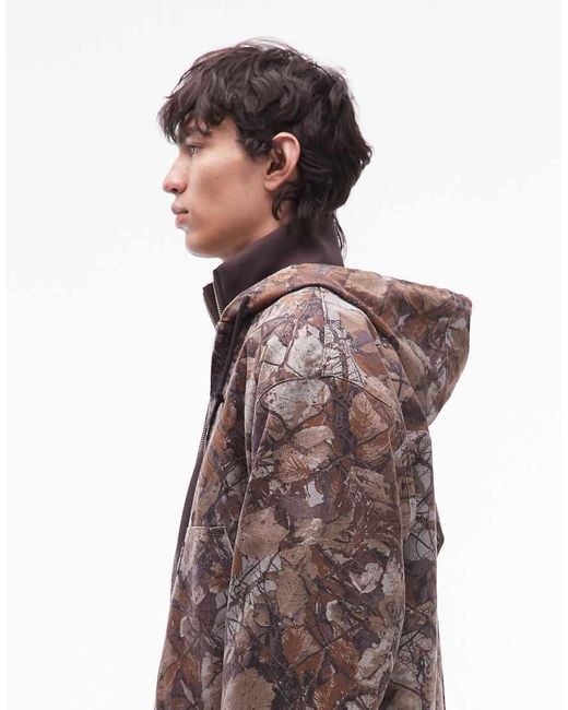 Chaqueta Bomber Con Estampado De Camuflaje Y Cremallera Glen De (Parte De Un Conjunto) Obey de hombre de color Brown