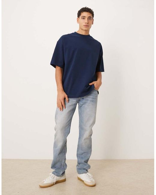 ASOS Blue Circular Design Collection Super Heavyweight Oversized T-Shirt for men