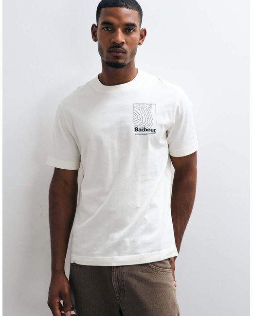 Barbour White Woodbine Short Sleeve Relaxed Graphic T-shirt With Back Print for men