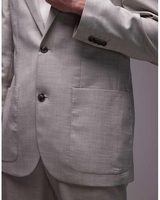 Topman Gray Relaxed Suit Jacket for men