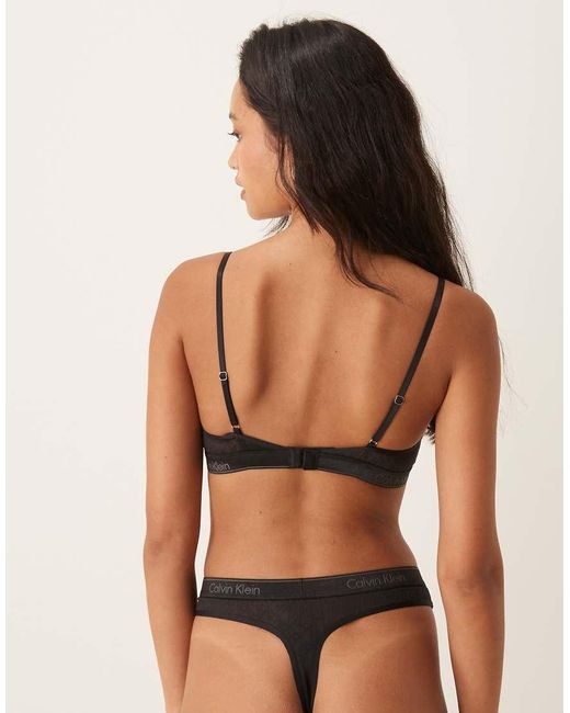 Calvin Klein Black Icon Cotton Modal Monogram Mesh Thong