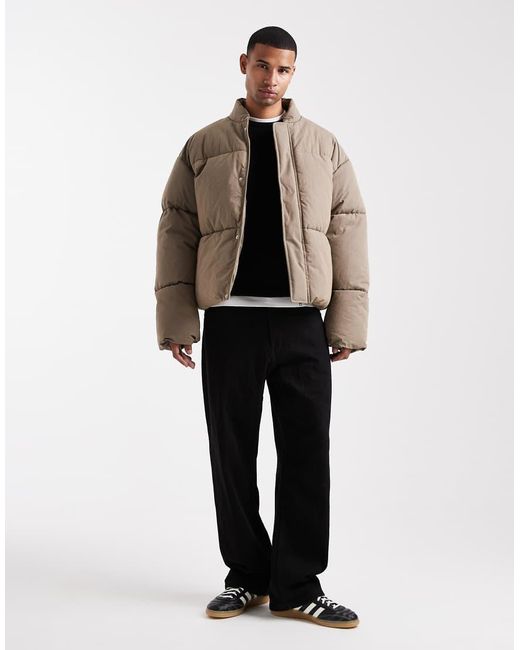 ASOS Oversized Puffer Jack in het Brown voor heren