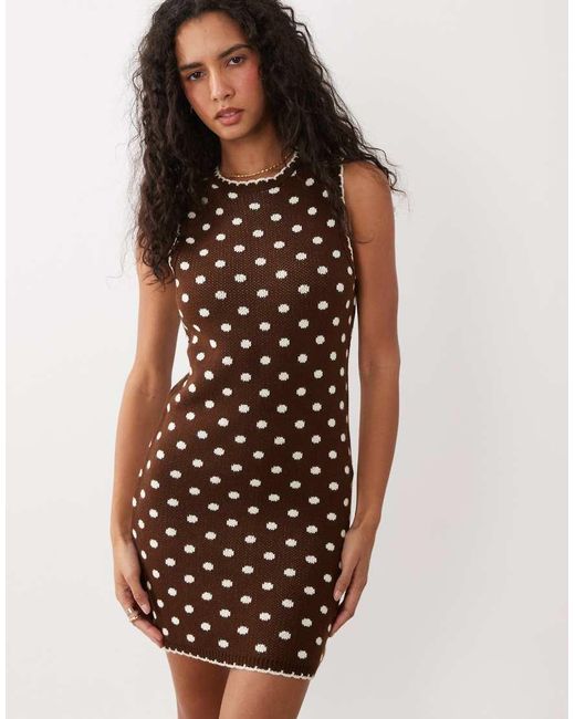 Miss Selfridge Brown Knit Shift Mini Dress