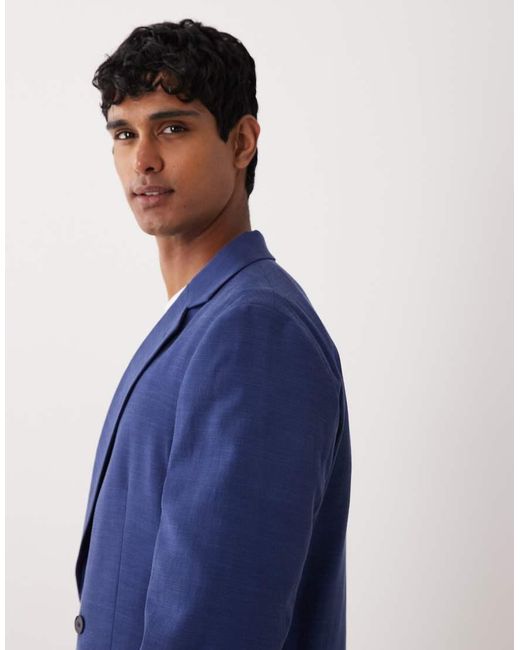 ASOS Blue Regular Double Breasted Suit Jacket for men