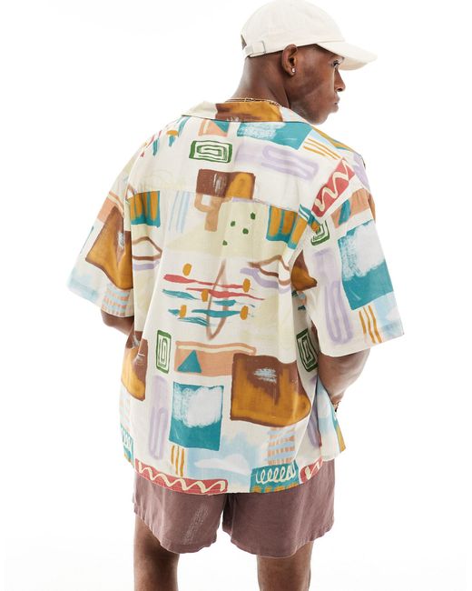 Chemise oversize à col cranté - imprimé abstrait ASOS pour homme en coloris Natural