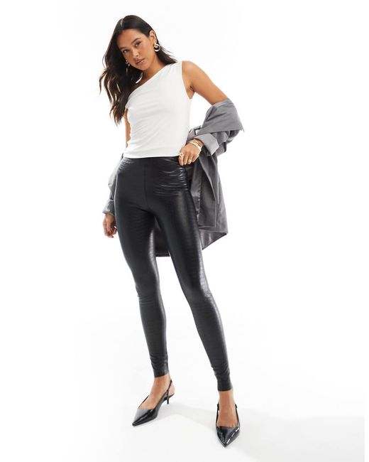 Commando White Faux Leather Leopard Print Croc Legging