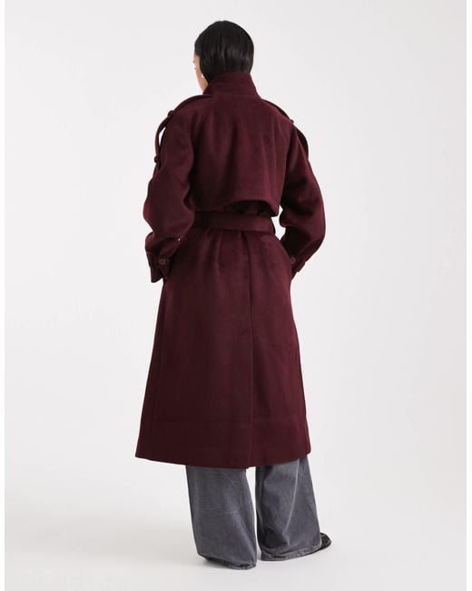 ASOS Red Formal Longline Funnel Neck Trench Coat