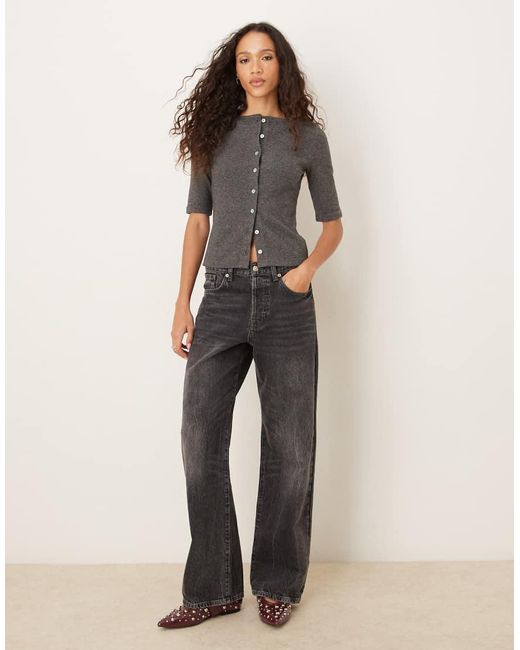 ASOS Gray Half Sleeve Button Through Supersoft Cardigan