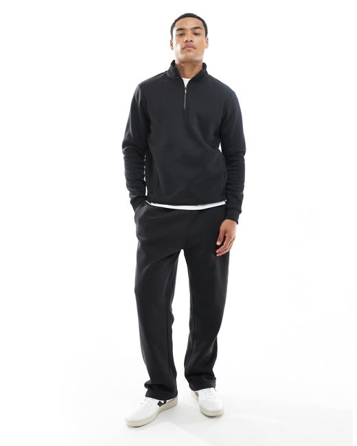 Brave Soul Black Wide Leg Sweatpants With Drawstring Waist for men