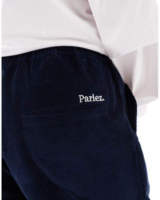 Parlez Blue Albion Button Up Corduroy Trousers for men