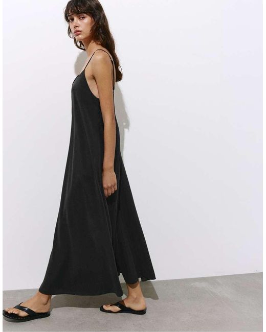Pull&Bear Gray Strappy Flowing Modal Midi Dress