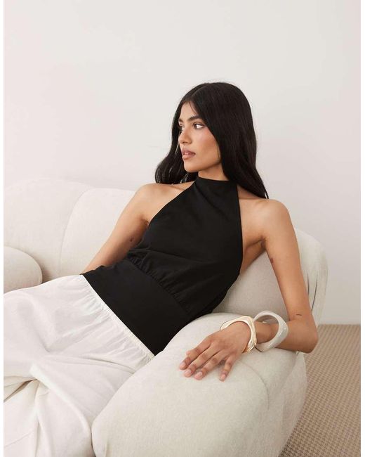 ASOS Black Cinch Waist Halter Top