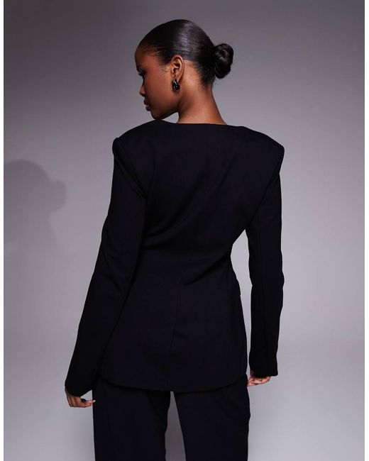 GOOD AMERICAN Black Soft Stretch Ponte Sculpted Blazer