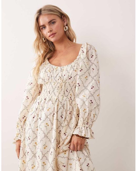 Miss Selfridge Natural Milkmaid Maxi Dress