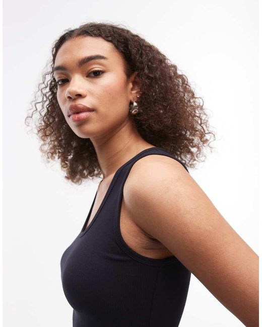 ARKET Blue Jersey Ribbed Vest Top With Scoop Neck