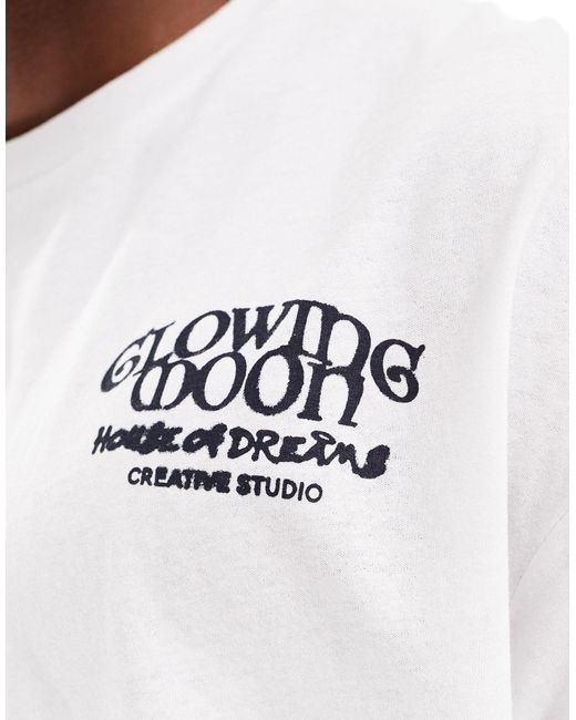 Jack & Jones White Oversized T-shirt With Moonlight Back Print for men