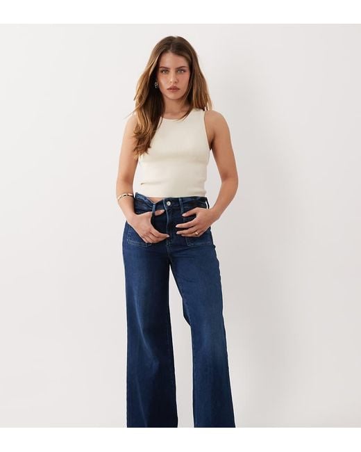 Good American Petite Blue Soft Tech Good Waist Palazzo Jeans