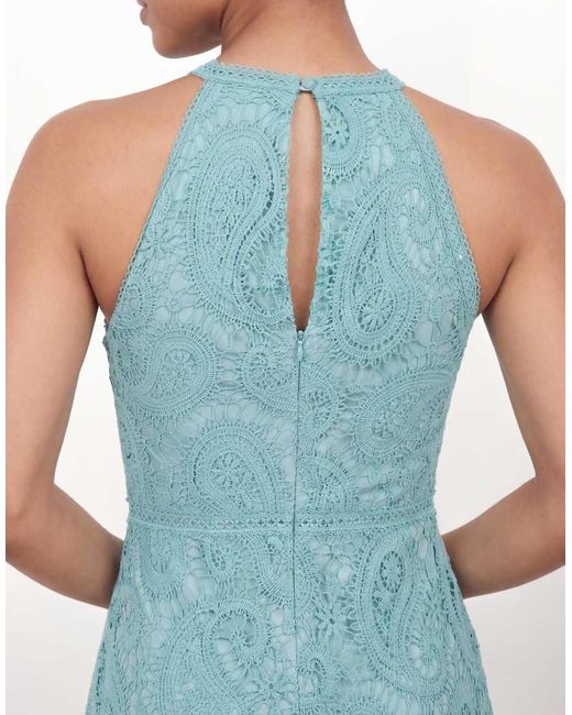 Maya Blue Paisley Lace Halter Neck Midaxi Dress