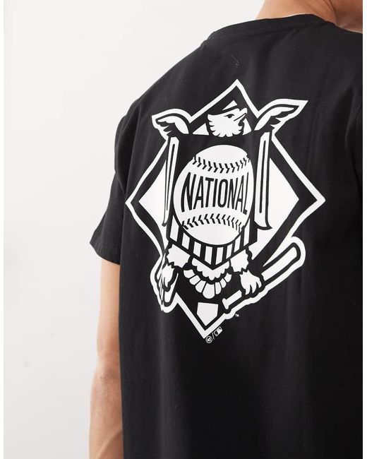 Camiseta Negra Con Estampado En El Pecho Y La Espalda De Los La Dodgers De '47 de hombre de color Black