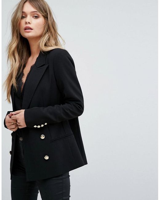 Y.A.S Black Double Breasted Blazer With Gold Buttons