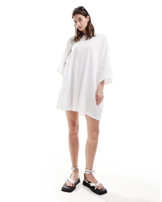 Weekday White Huge T-shirt Mini Dress