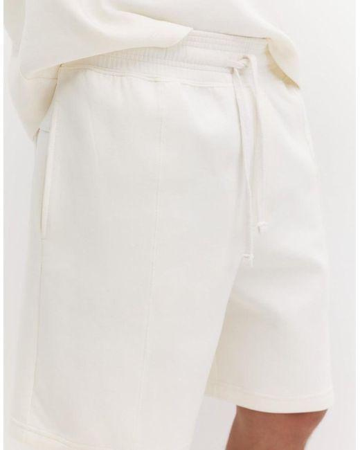 Pull&Bear White Interlock Jogger Bermuda Shorts for men