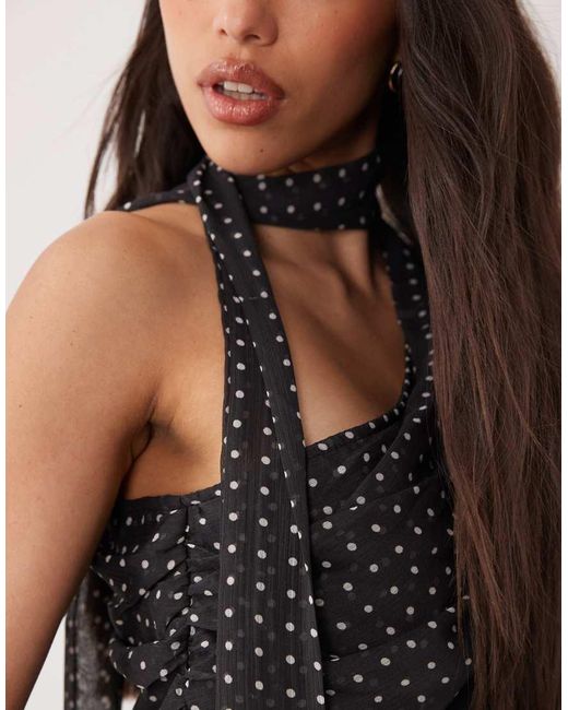 Y.A.S Black One Shoulder Ruched Scarf Top