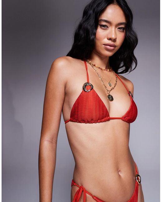 ASOS Red – polly – gesmoktes triangel-bikinioberteil