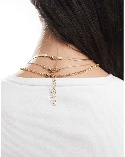 Pieces Natural Multi Chain Necklace With Pearl Detail