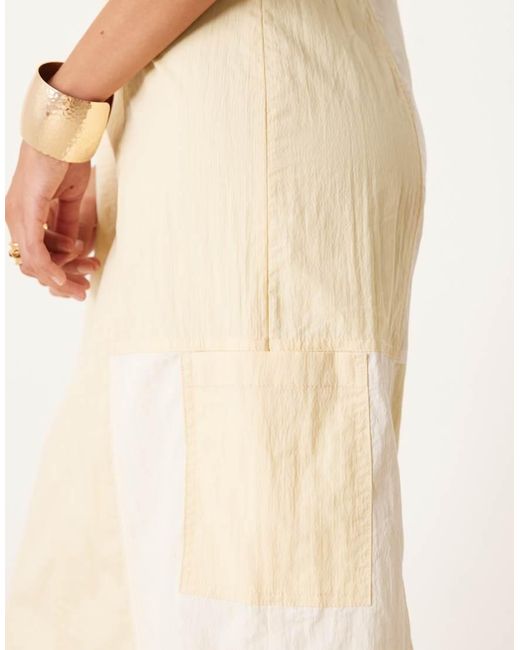 Ghospell Natural Patchwork Midaxi Dress