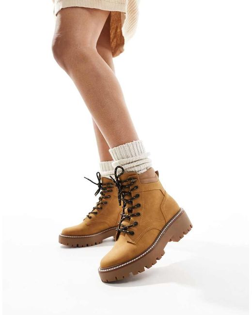 Stradivarius Brown Chunky Flat Boot