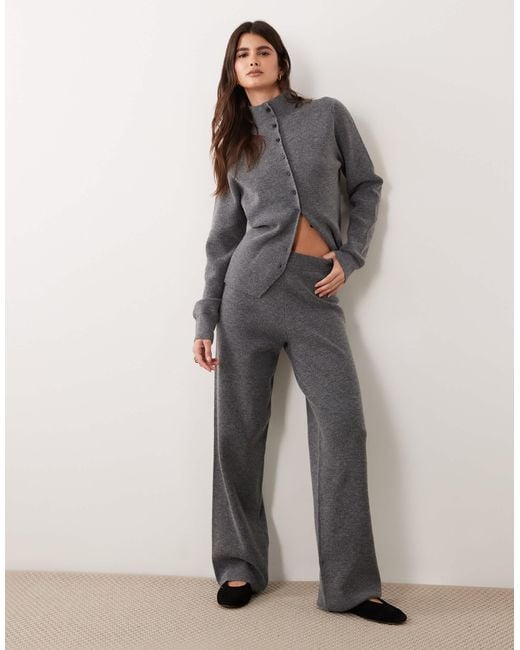 ASOS Gray Funnel Neck Mini Button Cardigan Co-Ord