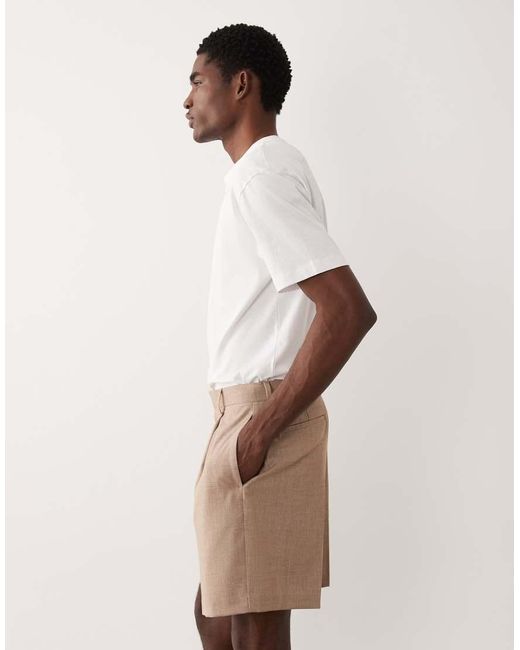 ASOS Natural Tailored Pleated Wide Shorts for men