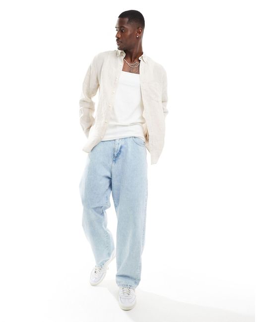 Chemise en lin à motif pied-de-poule avec logo - beige Gant pour homme en coloris White