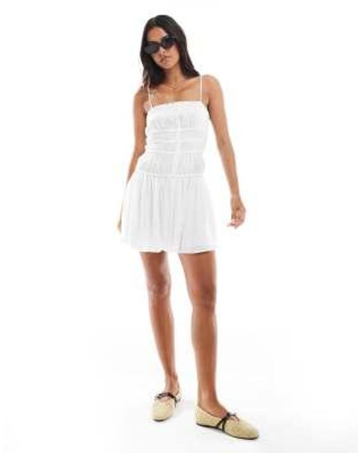 Stradivarius White – str – gerafftes minikleid