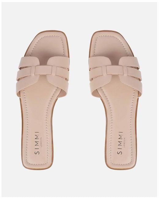 SIMMI Natural Jorja Slip On Flat Sandals