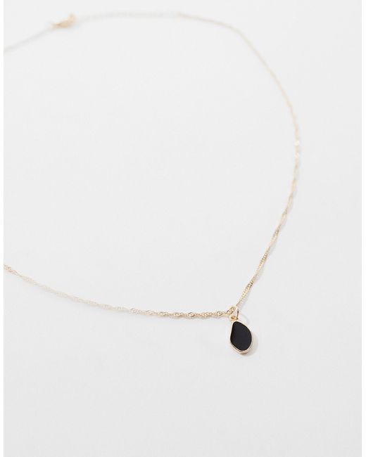 ASOS Natural Asos Design Curve Necklace With Molten Black Enamel Pendant