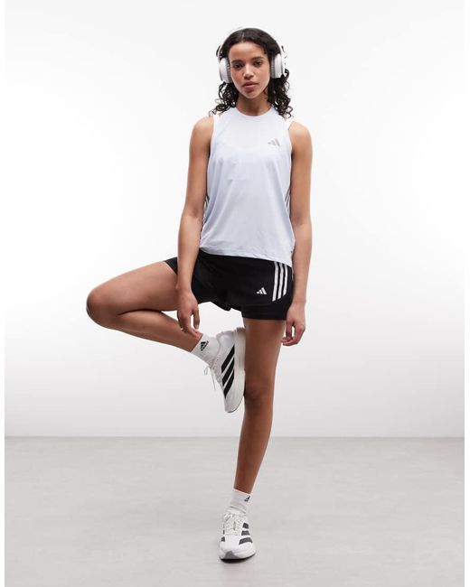 Adidas Originals White Adidas Running Vet Top With Three Stripes