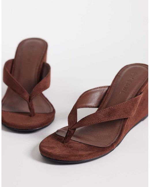 SEQWL Brown Ines Thong Wedge Sandal