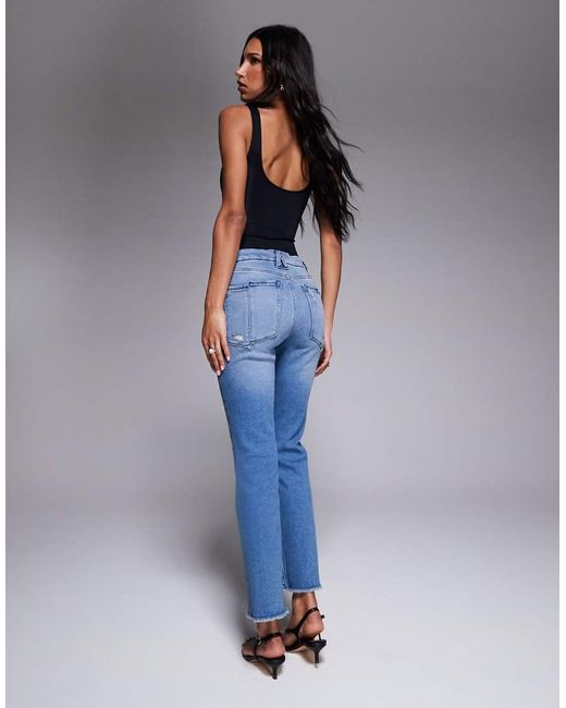 GOOD AMERICAN Blue Good Legs Straight Split Pockets Jeans