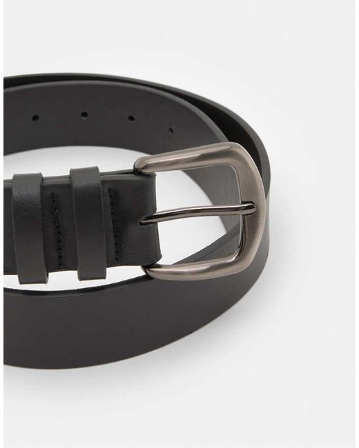 Pull&Bear Black Leather-effect Belt With Double Loop for men