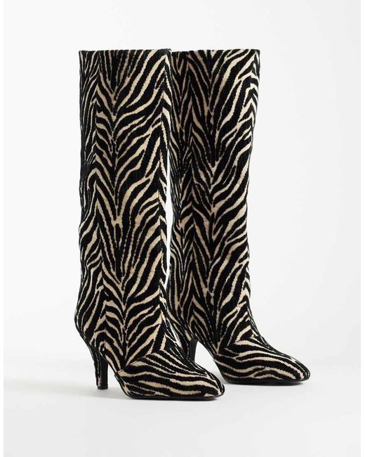 ASOS White Contessa Cone Heel Slouch Knee Boots