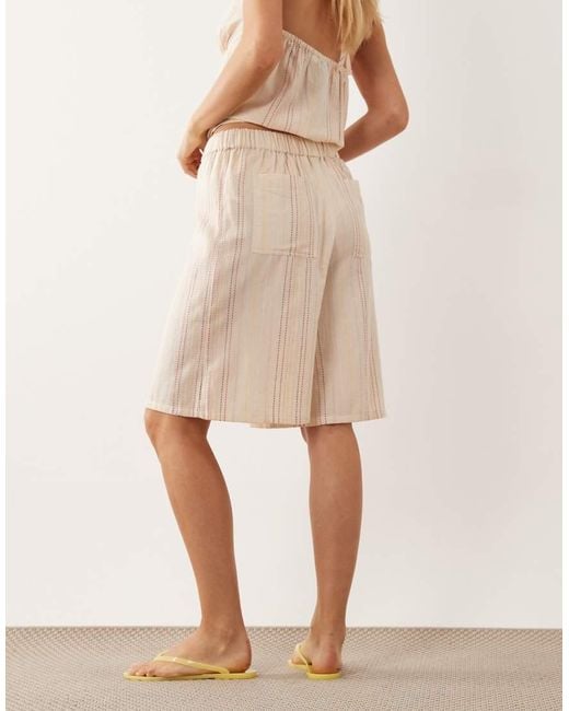 Collusion Natural Textured Stripe Beach Longline Short Co-ord