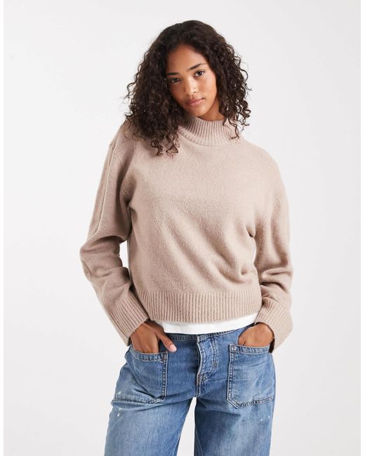 Brave Soul Blue High Neck Knitted Jumper