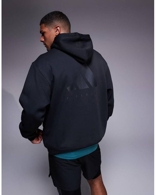 Adidas Originals Blue Adidas Training Strength Oversized Hoodie for men