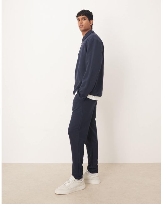 Jogger d'ensemble fuselé en piqué - bleu marine ASOS pour homme en coloris Blue