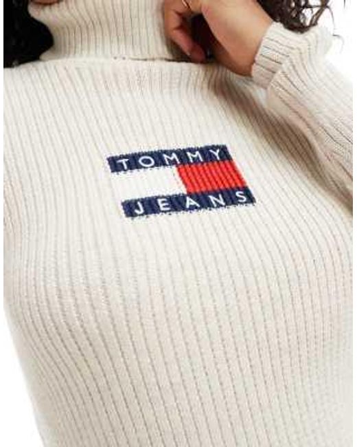 Tommy Hilfiger White – langärmliges rollkragen-strickoberteil