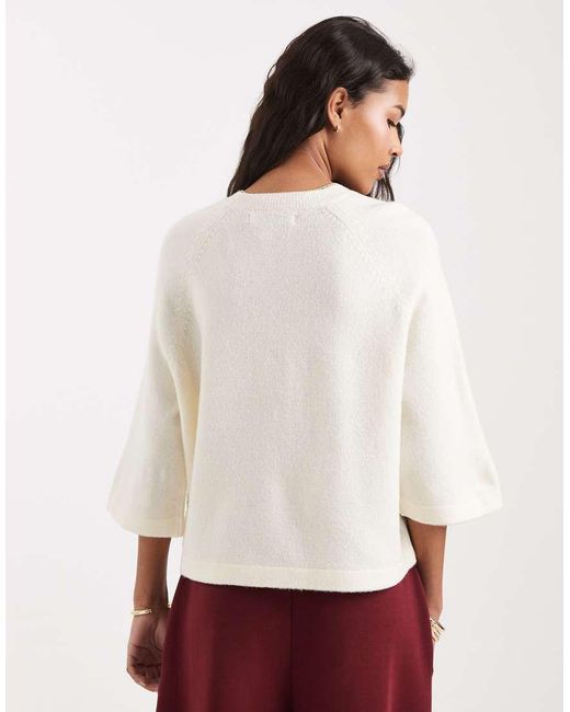 ONLY White Boxy Knitted T-shirt