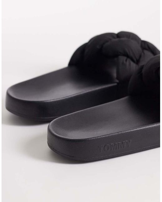 Tommy Hilfiger Blue Slides With Braid Detail
