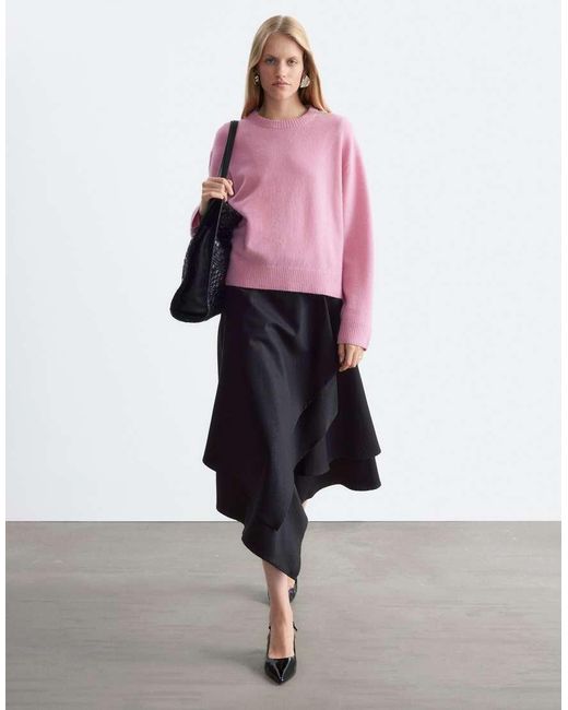 & Other Stories Pink Wool & Cotton Blend Crew Neck Jumper